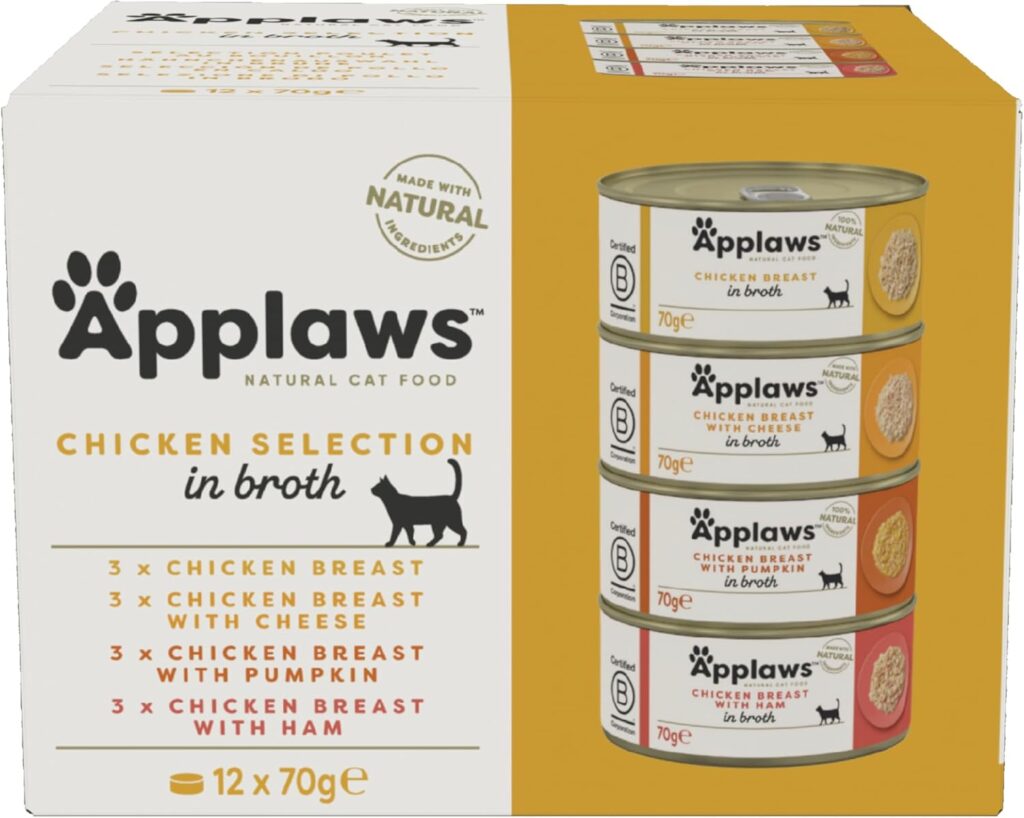 Applaws Natural Wet Cat Food Tin, Chicken Multipack Selection in Broth