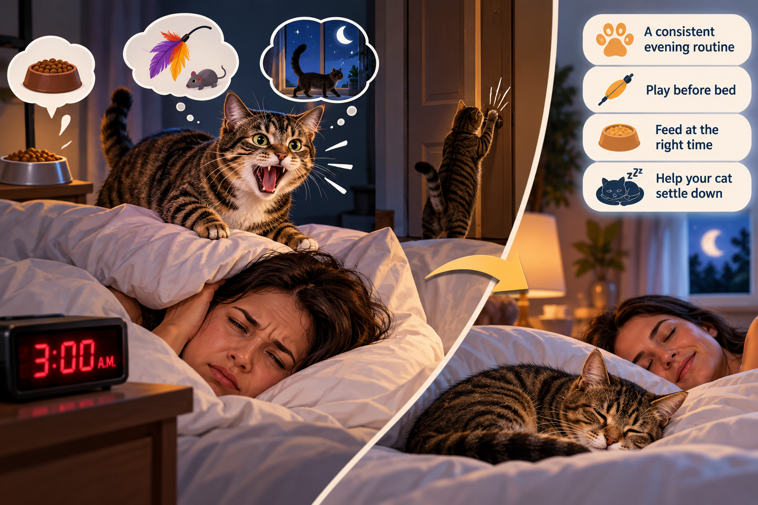 From 3 AM chaos to peaceful sleep with your cat